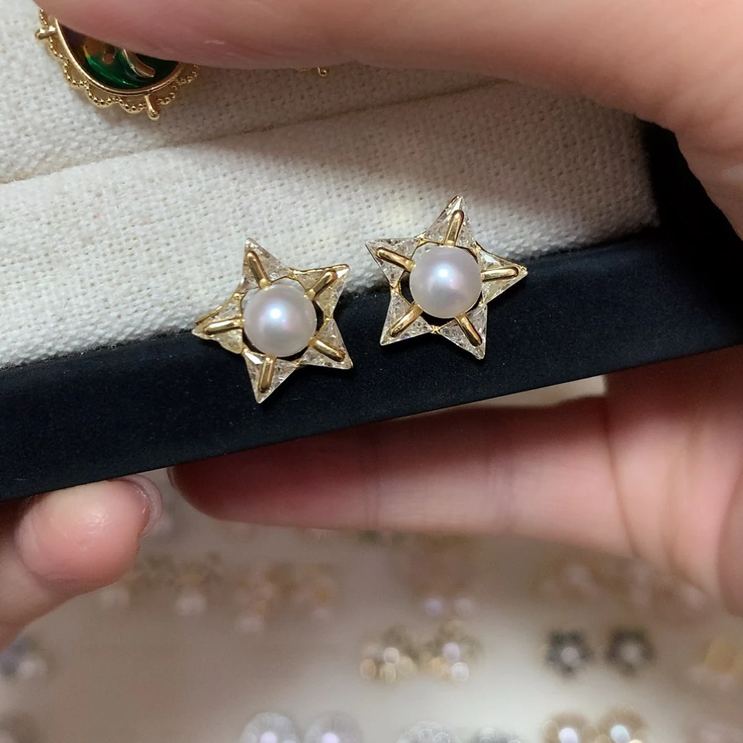 淡水珍珠耳饰合金