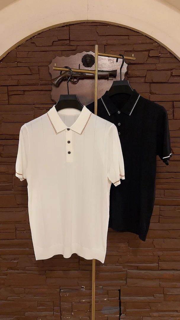 2025夏季男士休闲商务时尚透气百搭三色欧货翻领针织polo衫46819