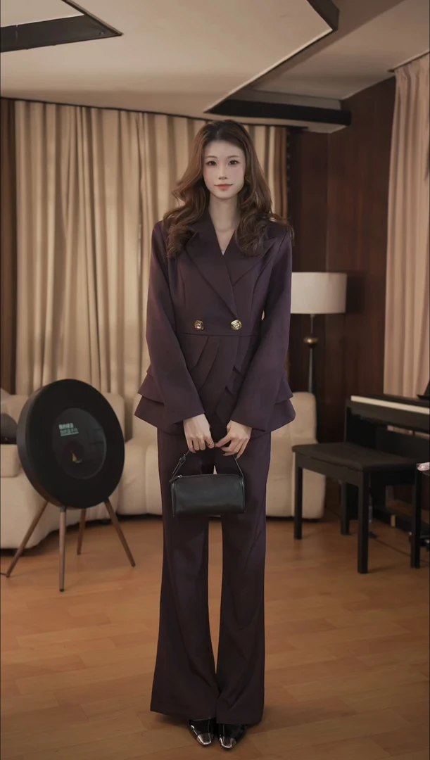 Yuki-厚款女90%新中式设计师百搭秋冬上衣西装套装