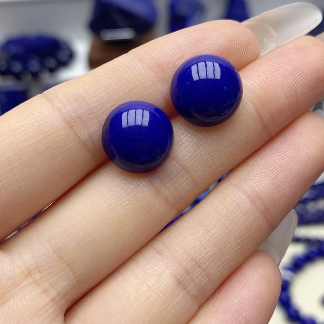 青金石未镶嵌耳饰12mm