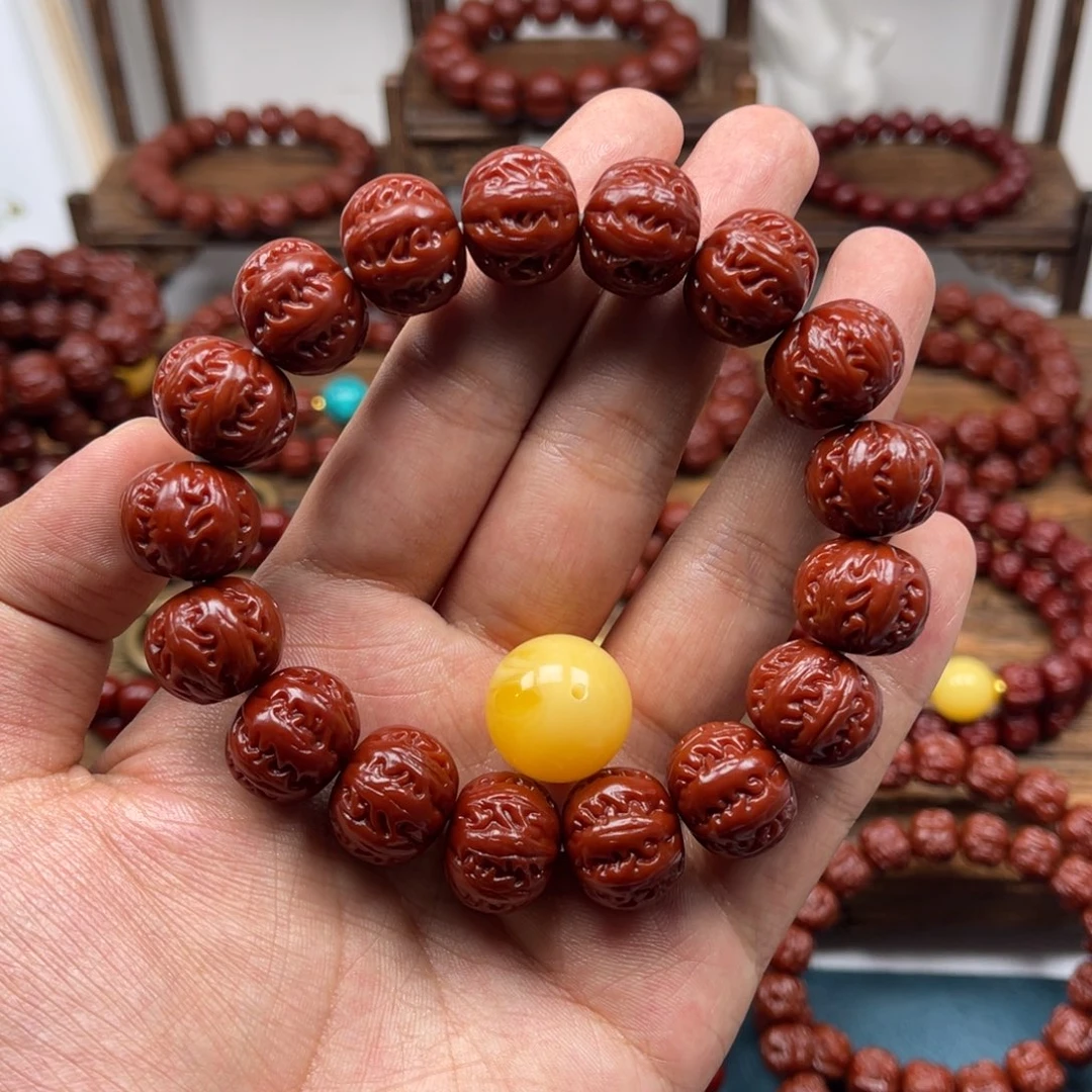 零***五手串猴头核桃龙纹八棱16+加黄