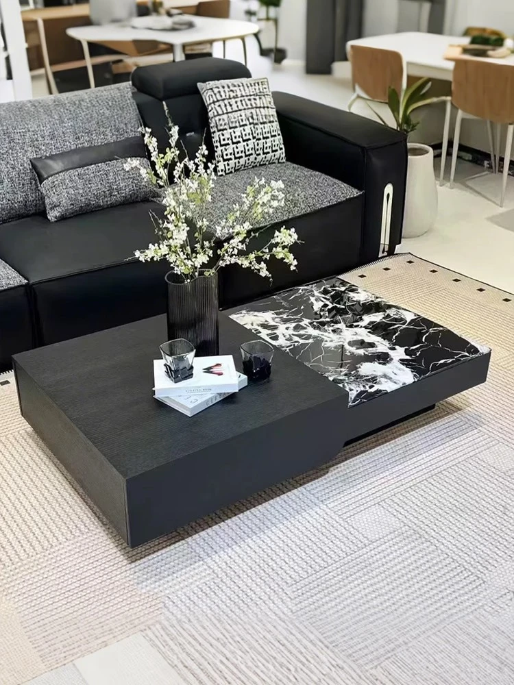 轻奢岩板意式茶几客厅家用高级感茶桌2025新款小户型简约方形茶几