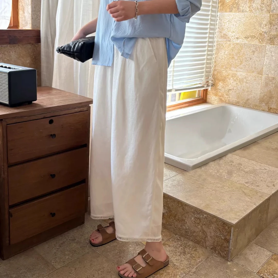 夏季新款 天丝亚麻垂感显瘦九分直筒飒飒裤！