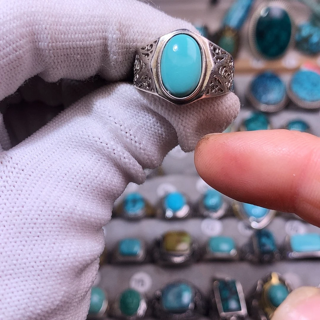 绿松石挂件银S925镶嵌