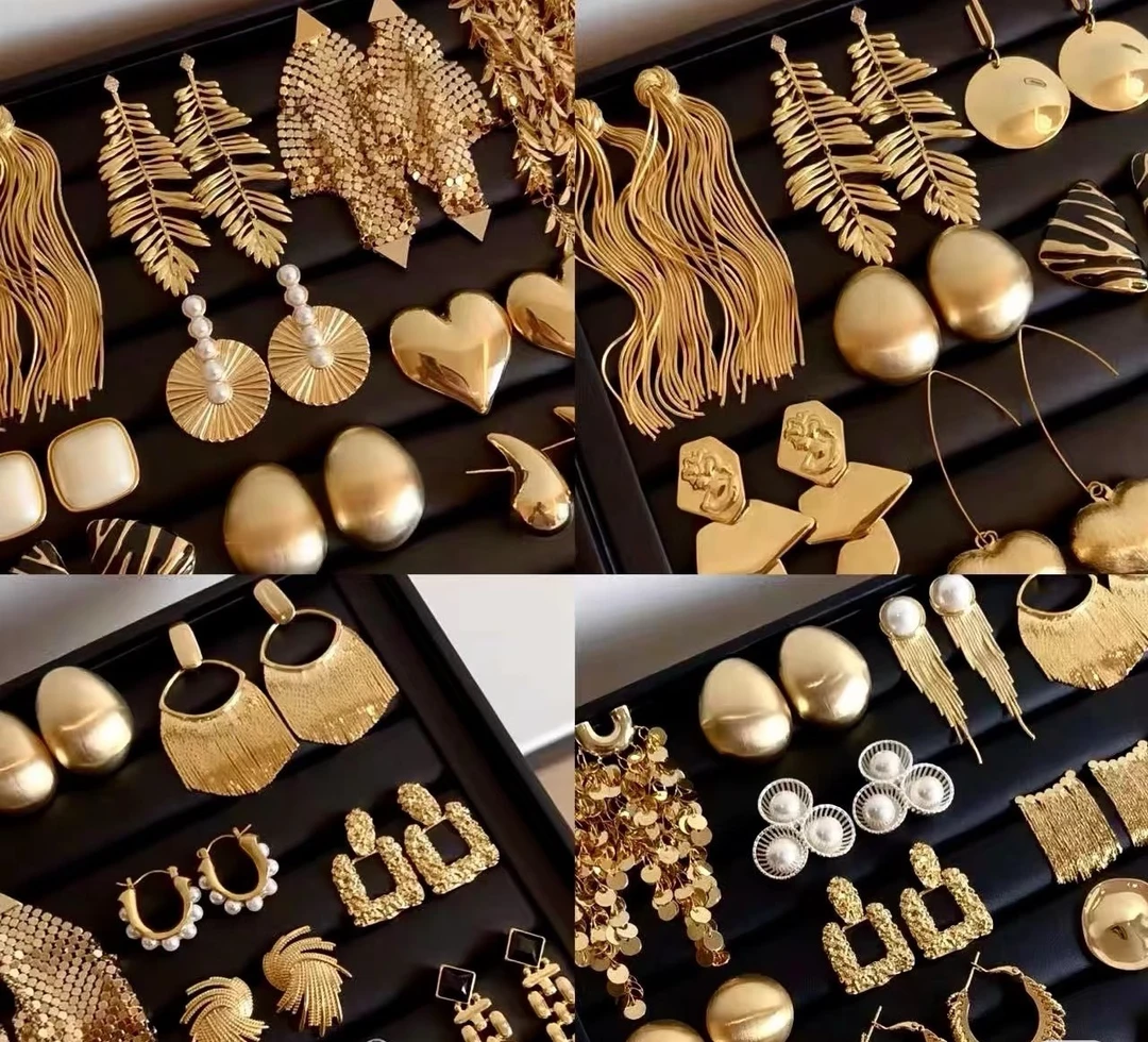 铜合金耳饰 201—400/宫廷见详情金色女耳环首饰简约饰品经典欧美