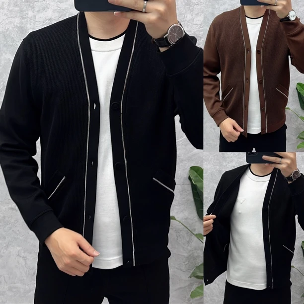 无领韩版秋冬秋季针织百搭欧美简约修身型潮流夹克