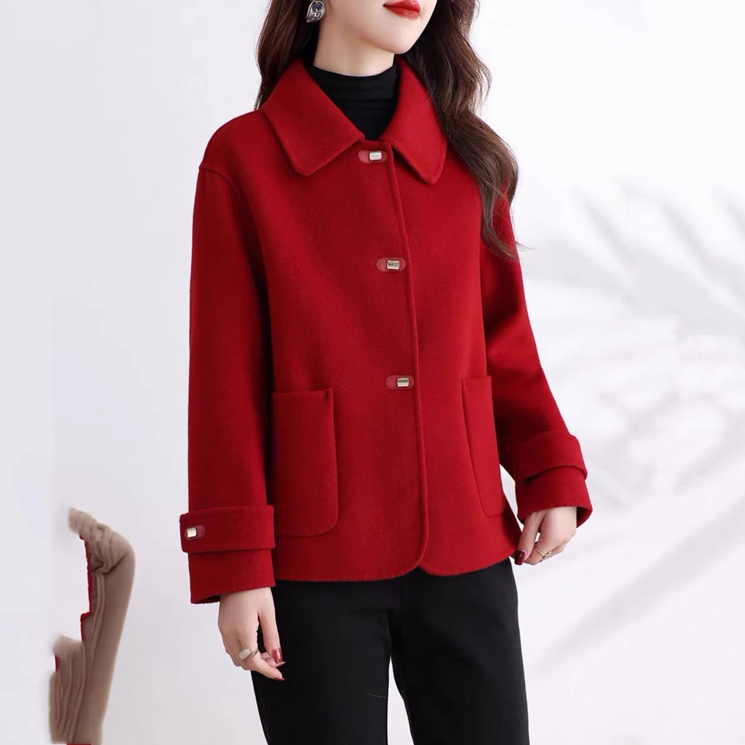 爆款双面呢呢子2025年春秋装女上衣韩版双面绒气质毛呢高档外套