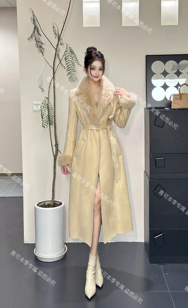 【新颖精选】【欧贝呢】设计师高定大衣网红轻奢收腰长款加厚x241003