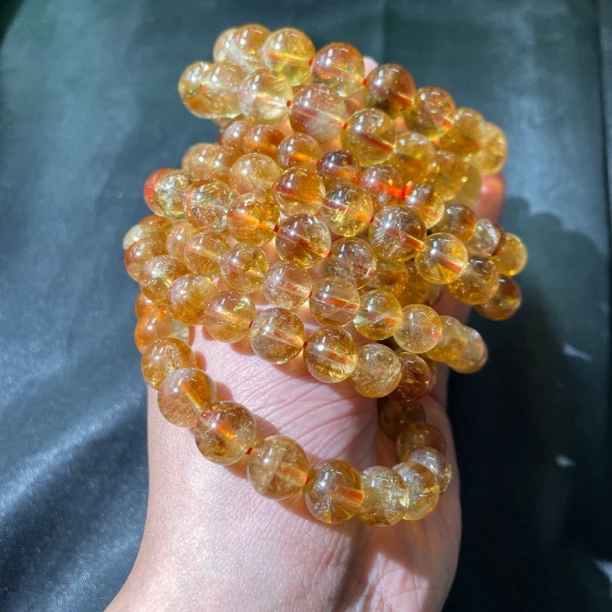 【HS35】天然深色黄水晶单圈手串/多样性发其一