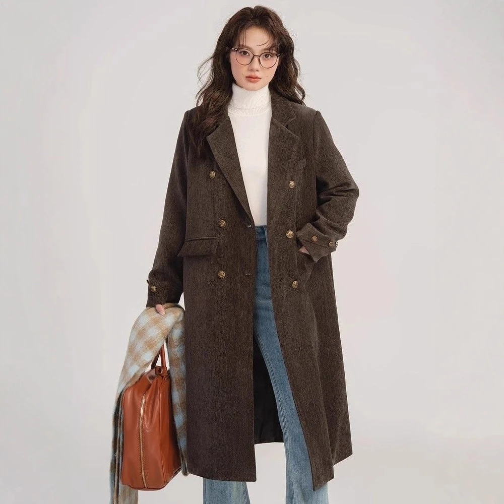 灰绿色毛呢外套女2025秋冬新款美拉德韩系赫本风气质加厚呢子大衣