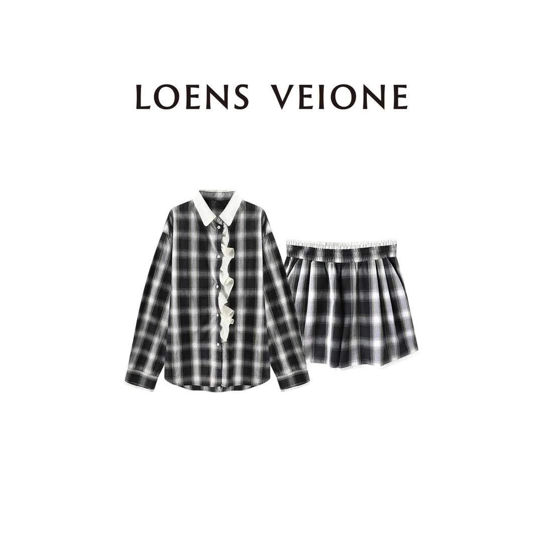 LOENS VEIONE/罗拉 拼接格子衬衣+阔腿短裤25CVBD0053N
