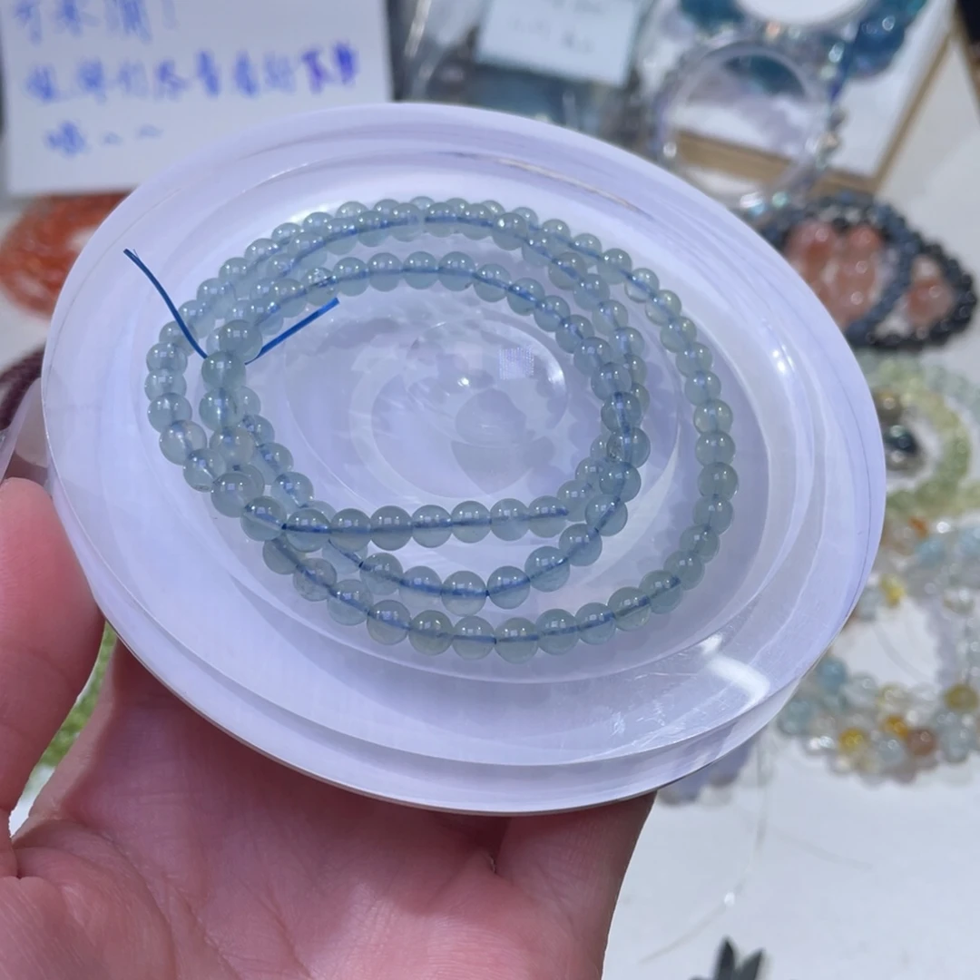 未镶嵌手链水晶薄荷冰川蓝海蓝宝5mm