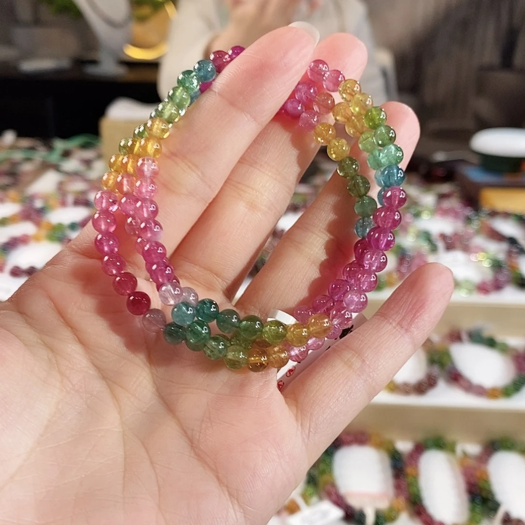 碧玺手串未镶嵌G2373045三圈颜色微差