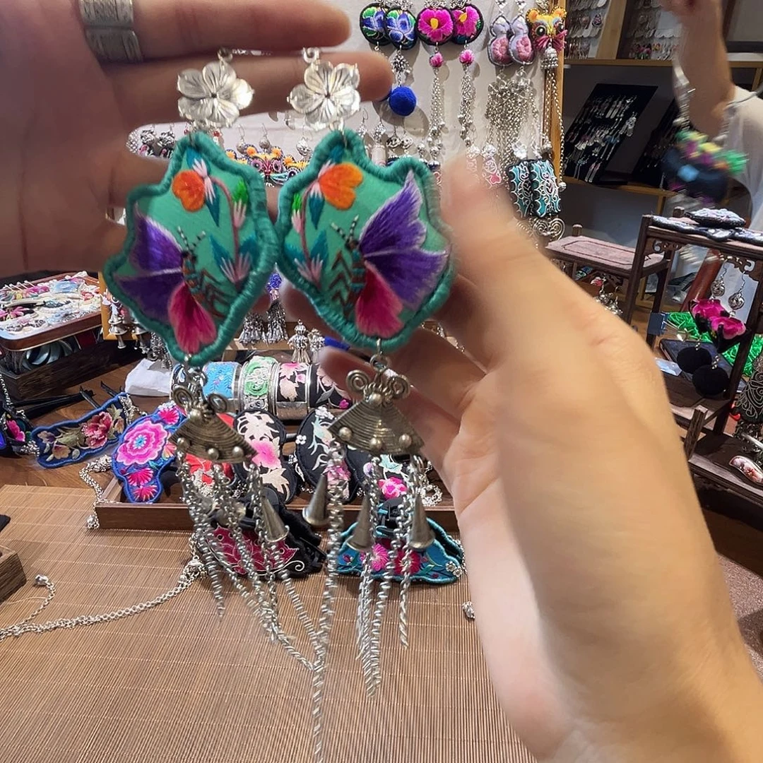 紫***紫织绣手工刺绣耳环