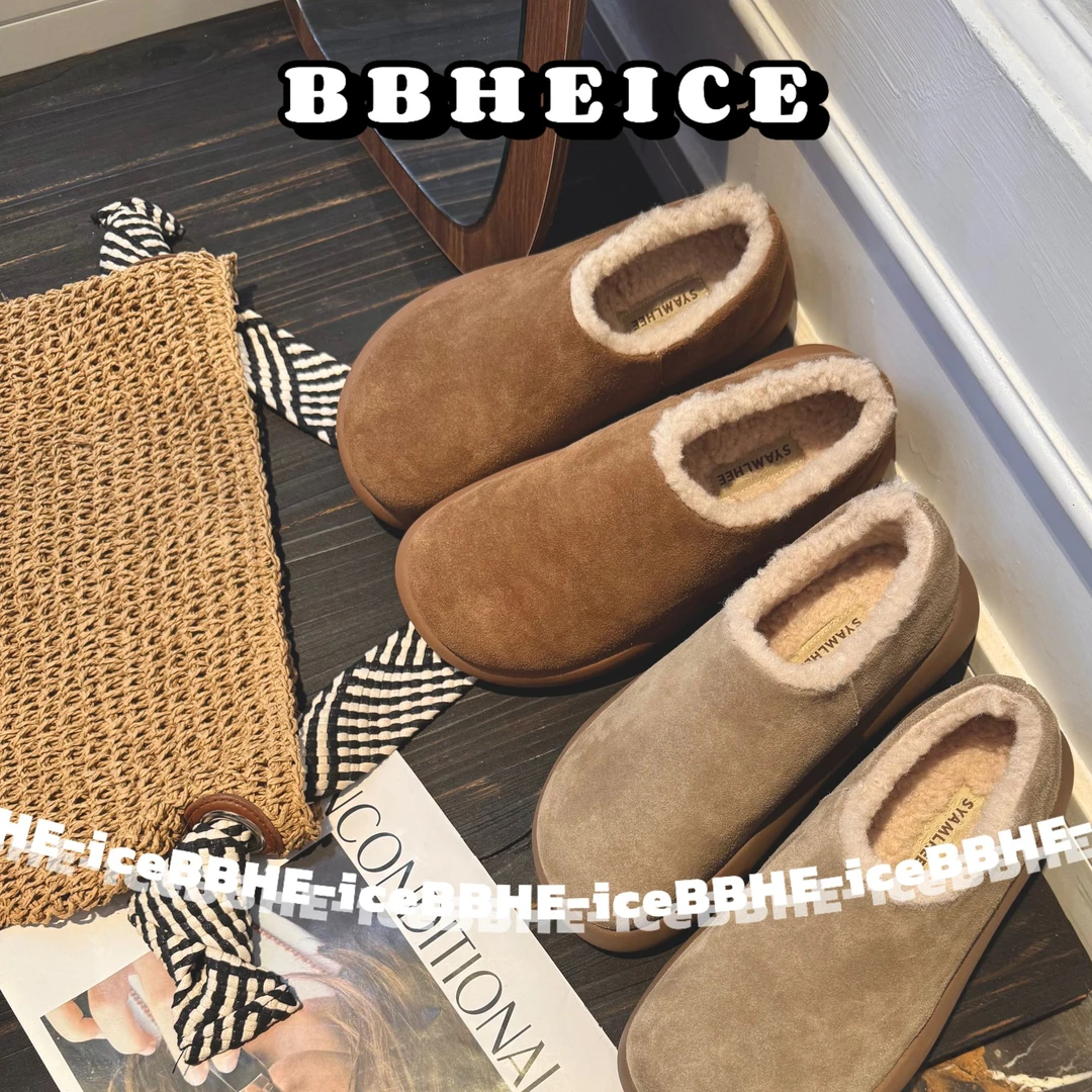 保暖雪地靴极简风纯色棉靴土豆毛靴棉鞋休闲风百搭低帮欧美风时尚