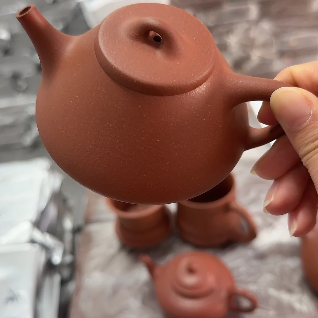 紫砂茶壶黄龙山原矿红降坡175