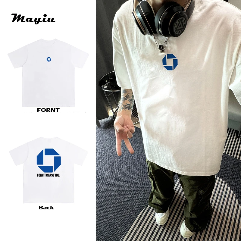 美式复古街头多边形短袖T恤纯棉男女同款宽松百搭情侣上衣