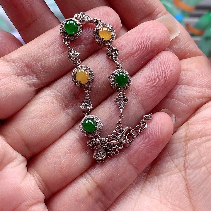 翡翠银S925镶嵌颈饰翡翠