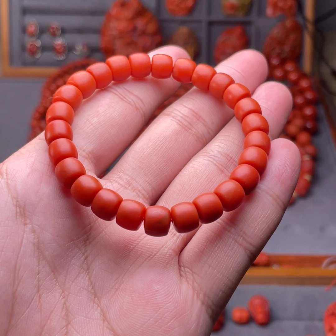 南红玛瑙未镶嵌配饰卡8mm保山啊东寨