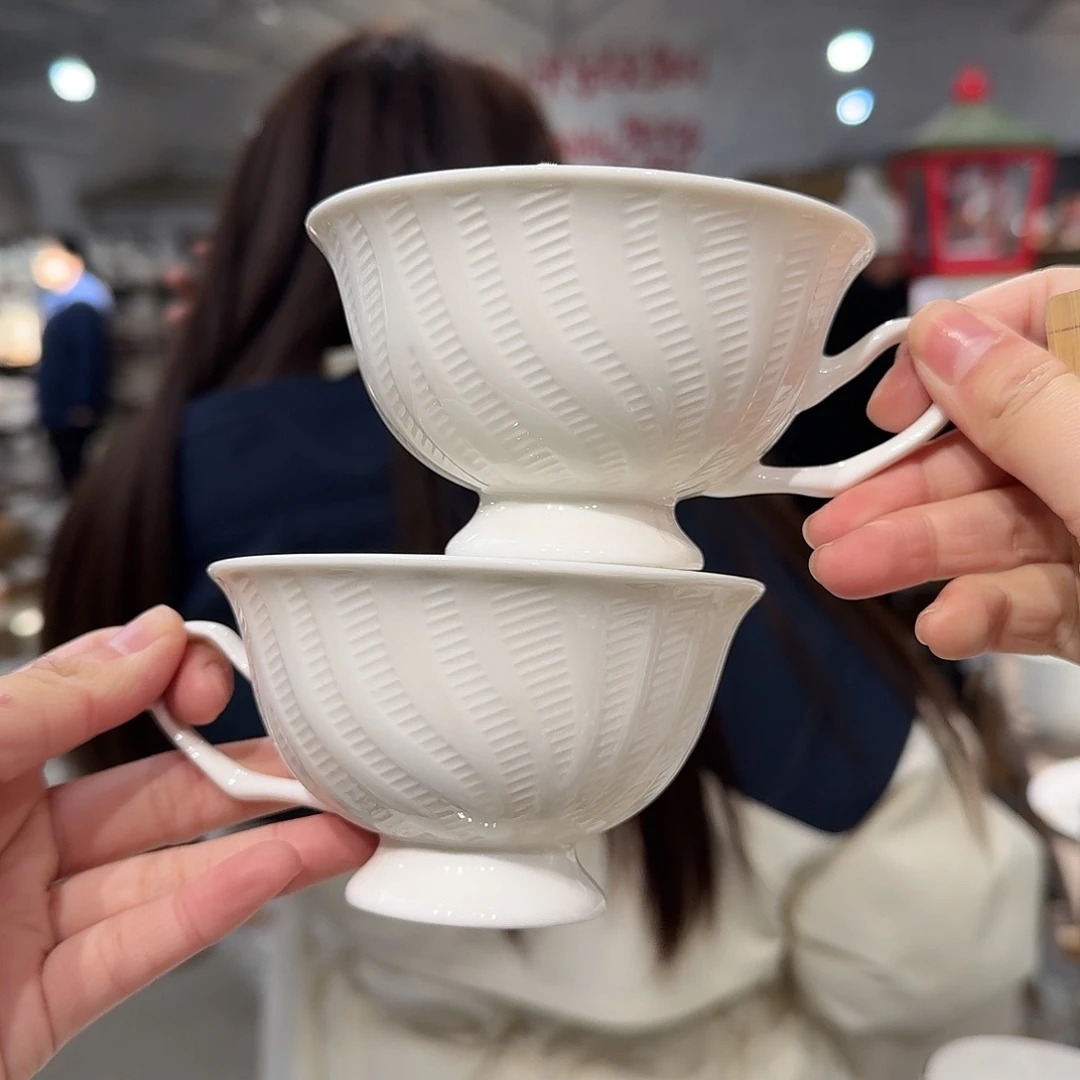 瓷骨瓷咖啡杯220ml2个外贸尾单