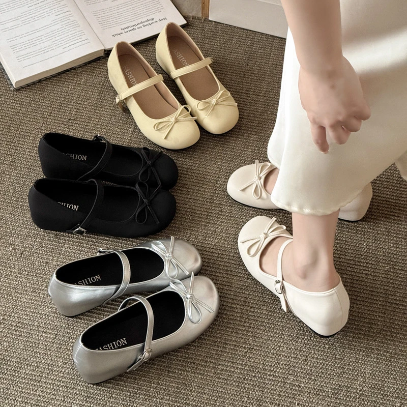 内增高3cm甜美玛丽珍鞋女2025新款芭蕾舞鞋时尚温柔百搭平底单鞋