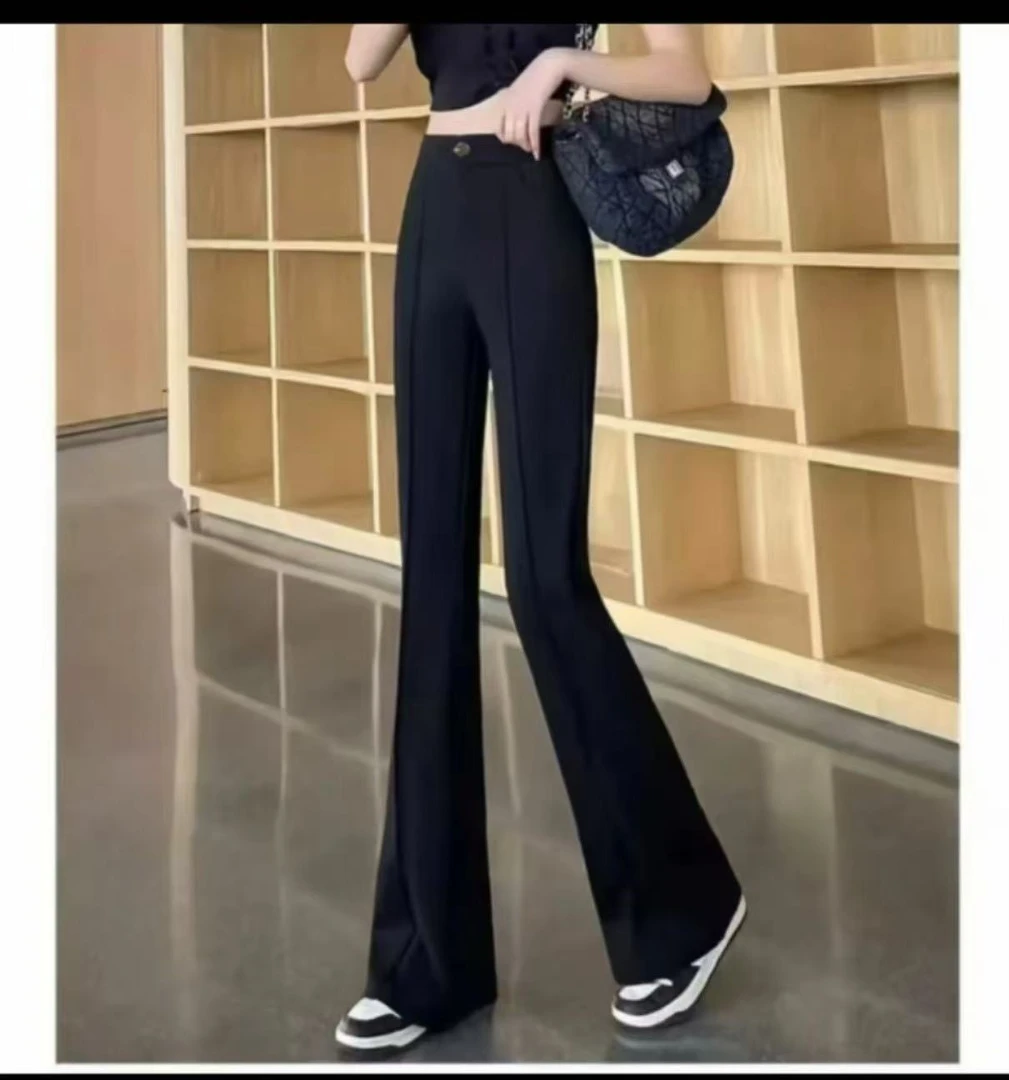 641辣椒裤百搭潮流舒适简约黑色裤子长裤夏季高腰垂感女款显瘦