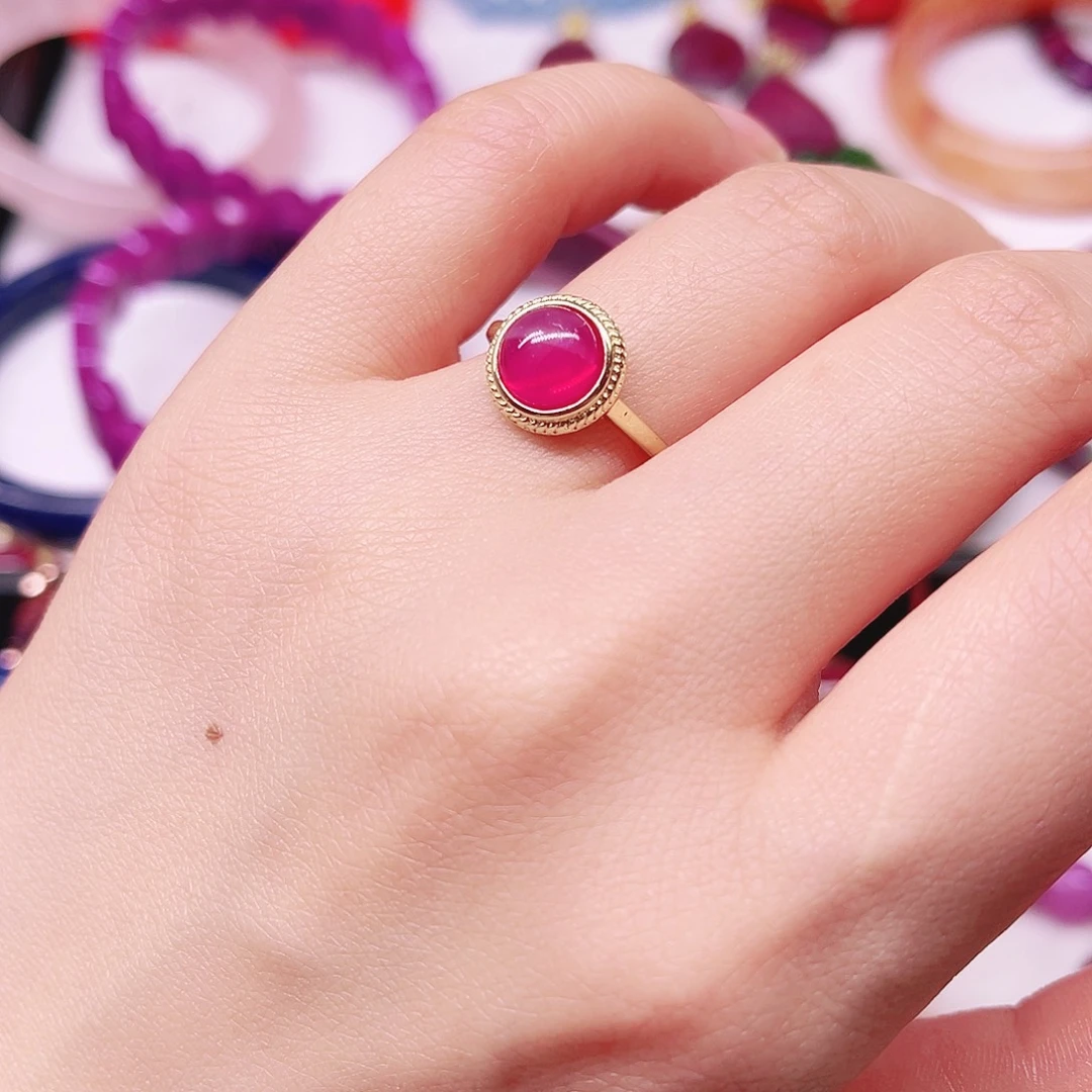 戒指银S925镶嵌红宝石