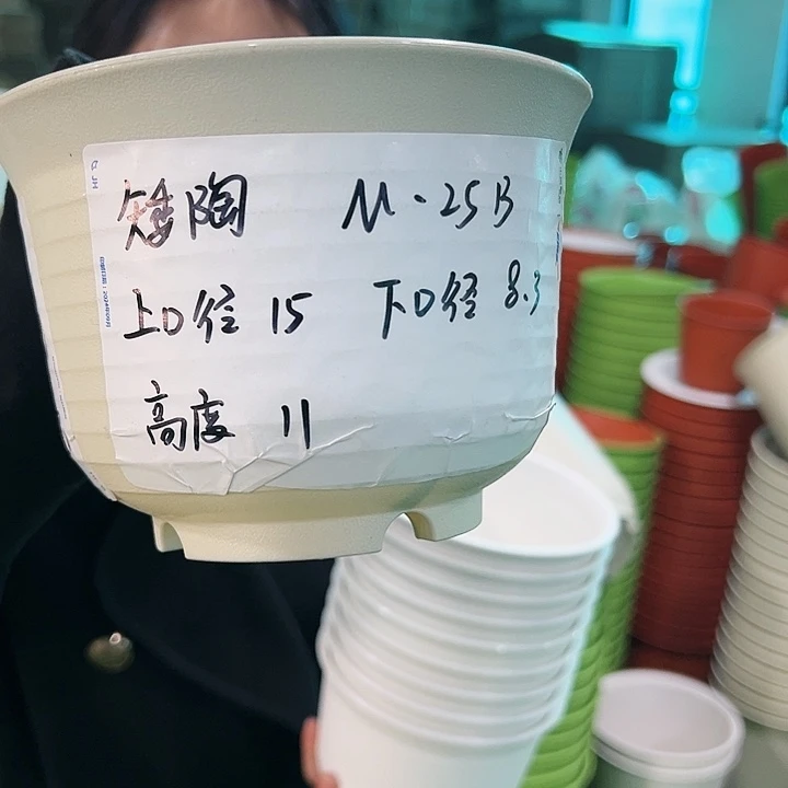 正品矮陶口15高11白色10个带托