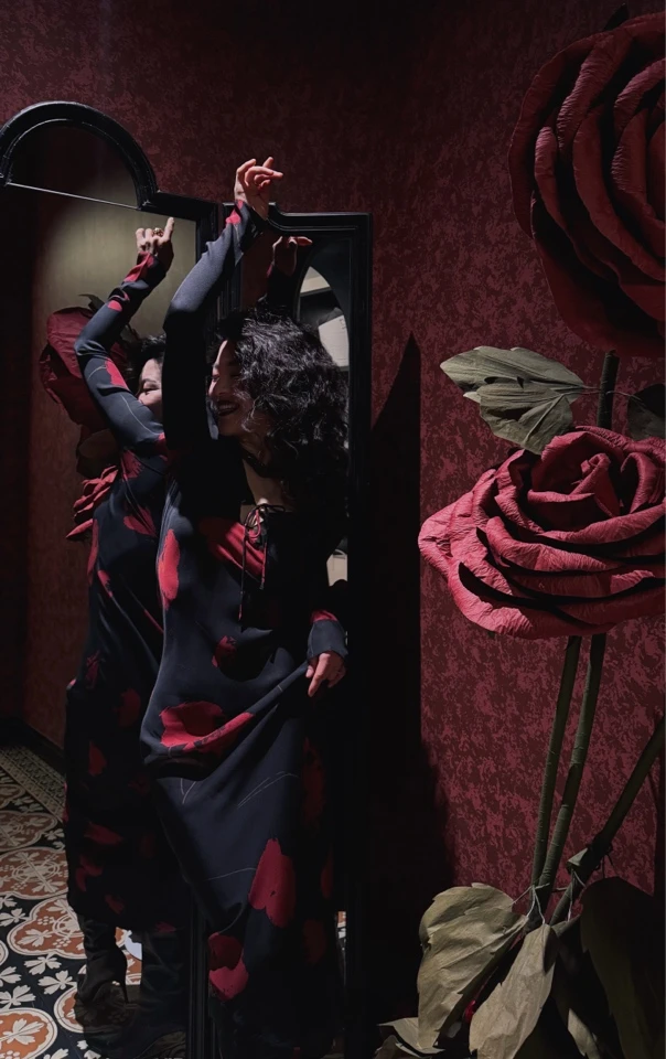 MIRROR【涛姐精选】莫奈花园洋气女神桑蚕丝连衣裙