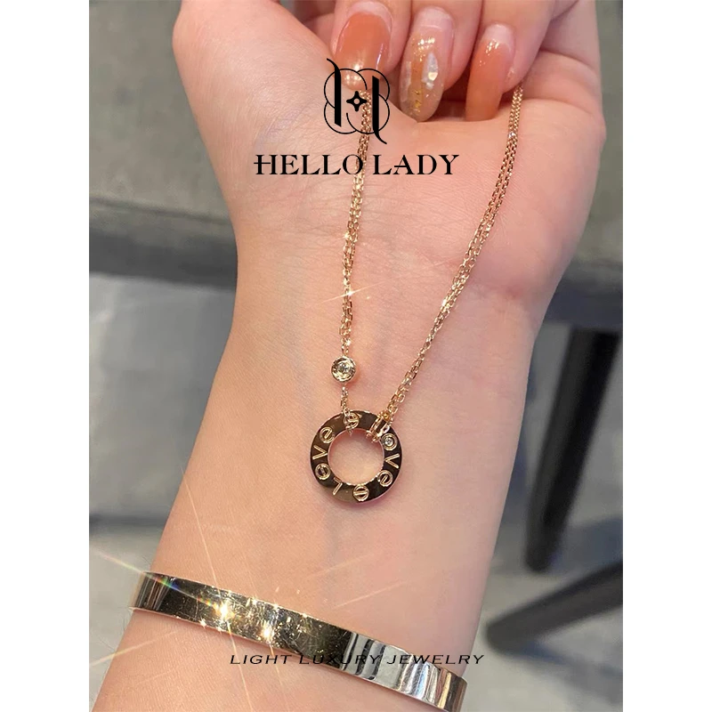 【V金版本】精工CNC 时尚LOVE圆饼项链1559