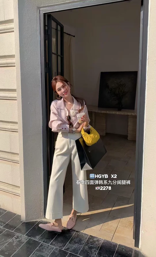 X2~2278新款韩系弹力直筒裤裤长90