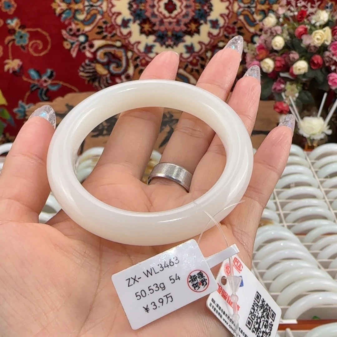 和田玉未镶嵌手镯羊脂级和田玉手镯54