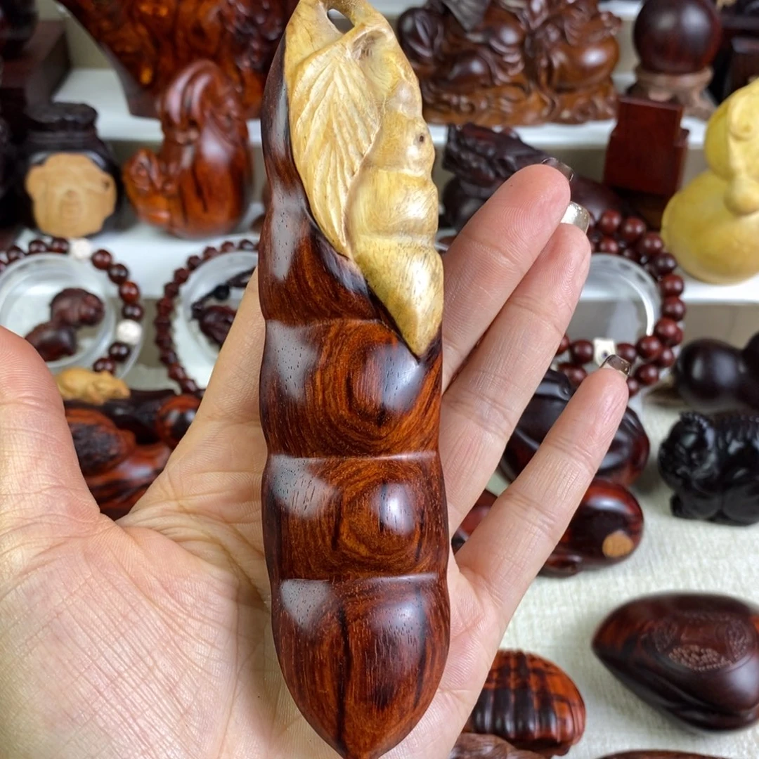 木印度小叶紫檀豆角手把件