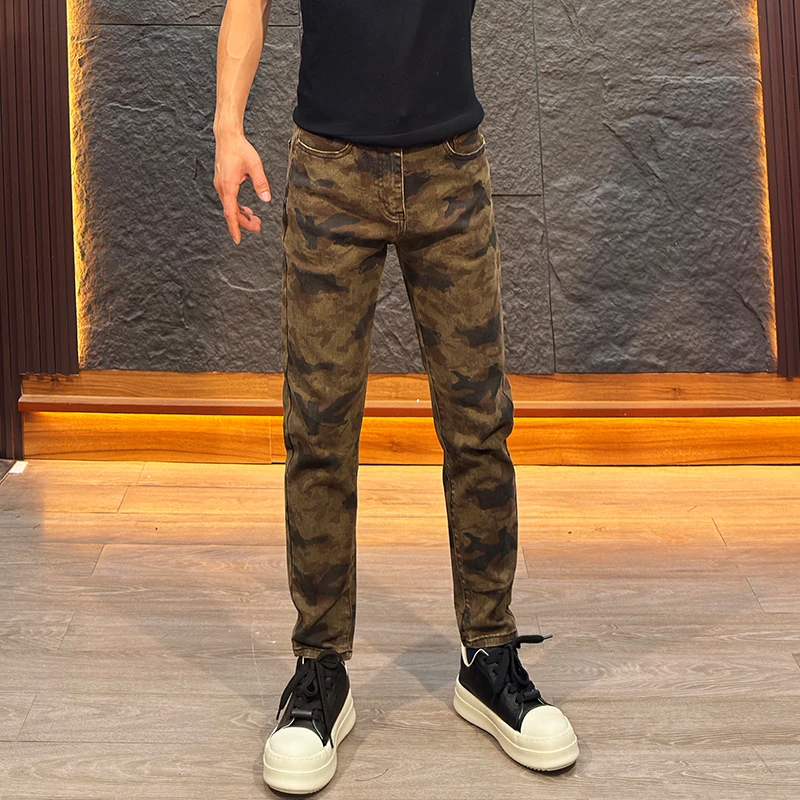 2025秋冬新款修身潮流迷彩男士净版小脚牛仔裤迷彩6315