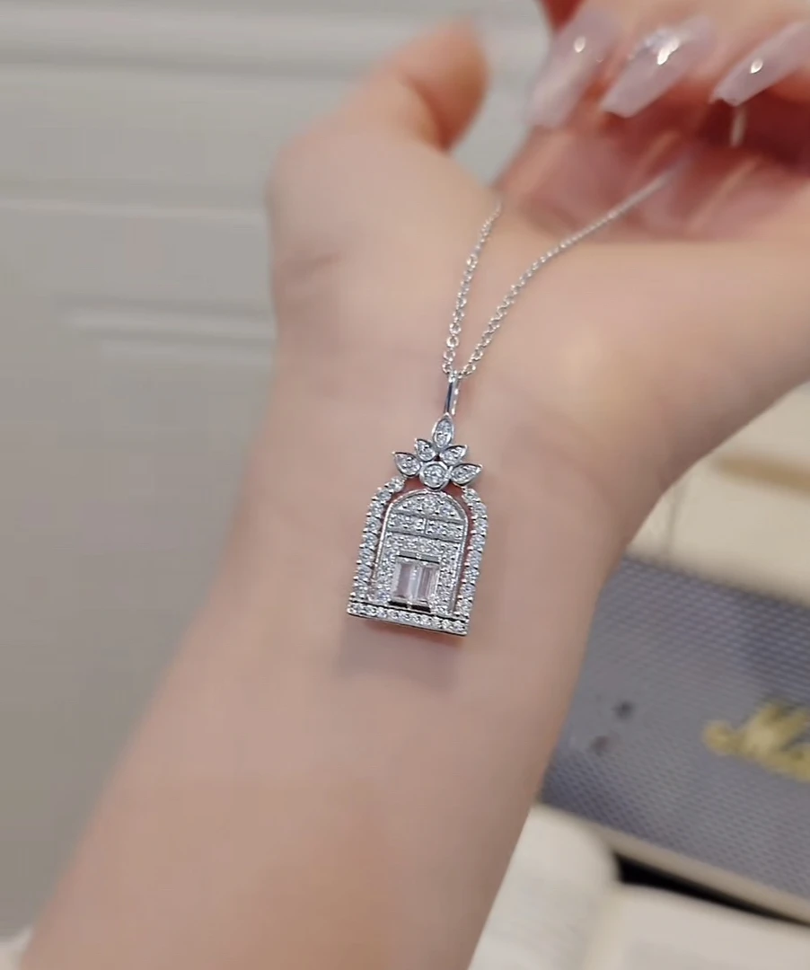 不锈钢项链 毒饰高定   精致款银色城堡满镶项链zz5305