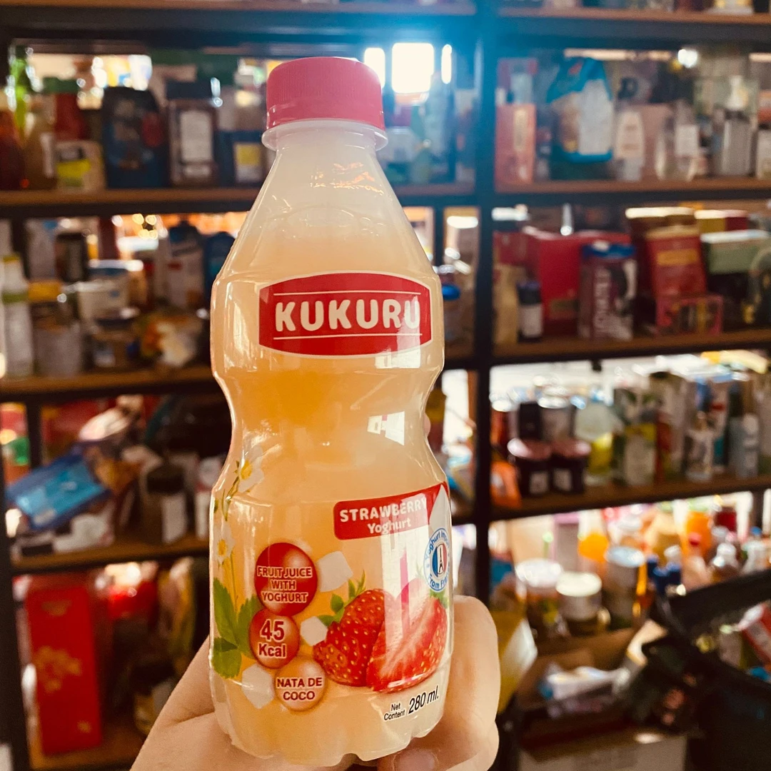 B 泰国进口KUKURU椰果粒酸乳味乳酸菌草莓荔枝白葡萄果汁饮料