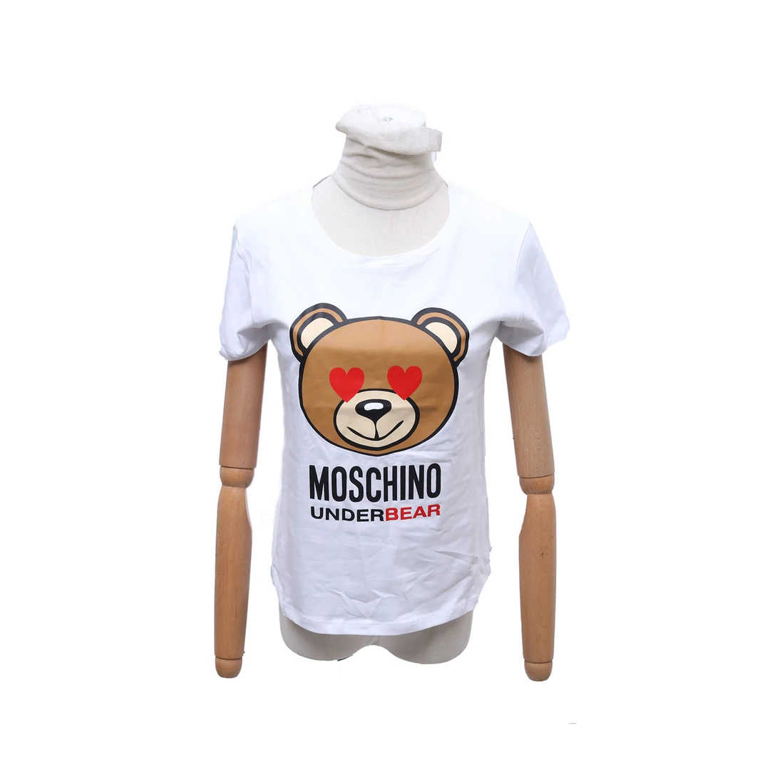 99新 MOSCHINO 活动爱心小熊印花图案短袖T恤 白色 S