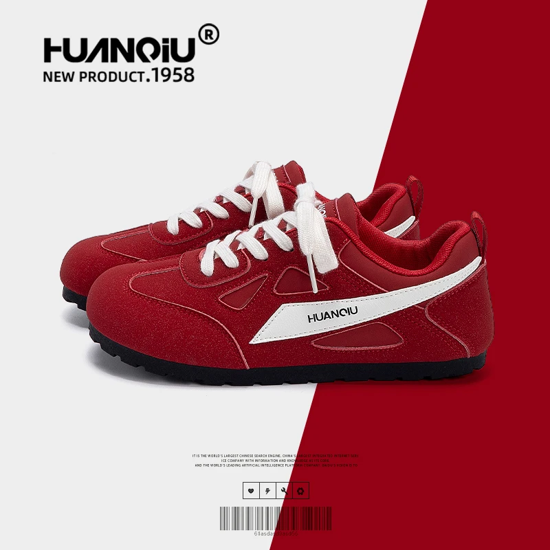 环球薄底红色德训鞋女2025新款秋季女鞋爆款赛车鞋低帮百搭板鞋女