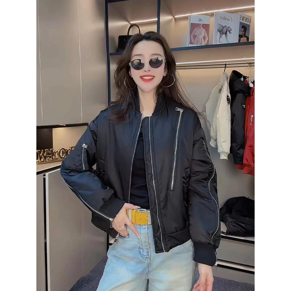 夹棉棒球服外套女短款2025春秋新款爆款小个子二棉女装飞行员夹克