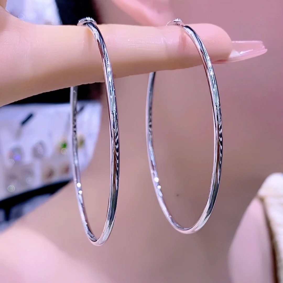 铜合金锆石耳饰 s925银针光面素耳圈大耳圈潮欧美气质名妈妈耳环