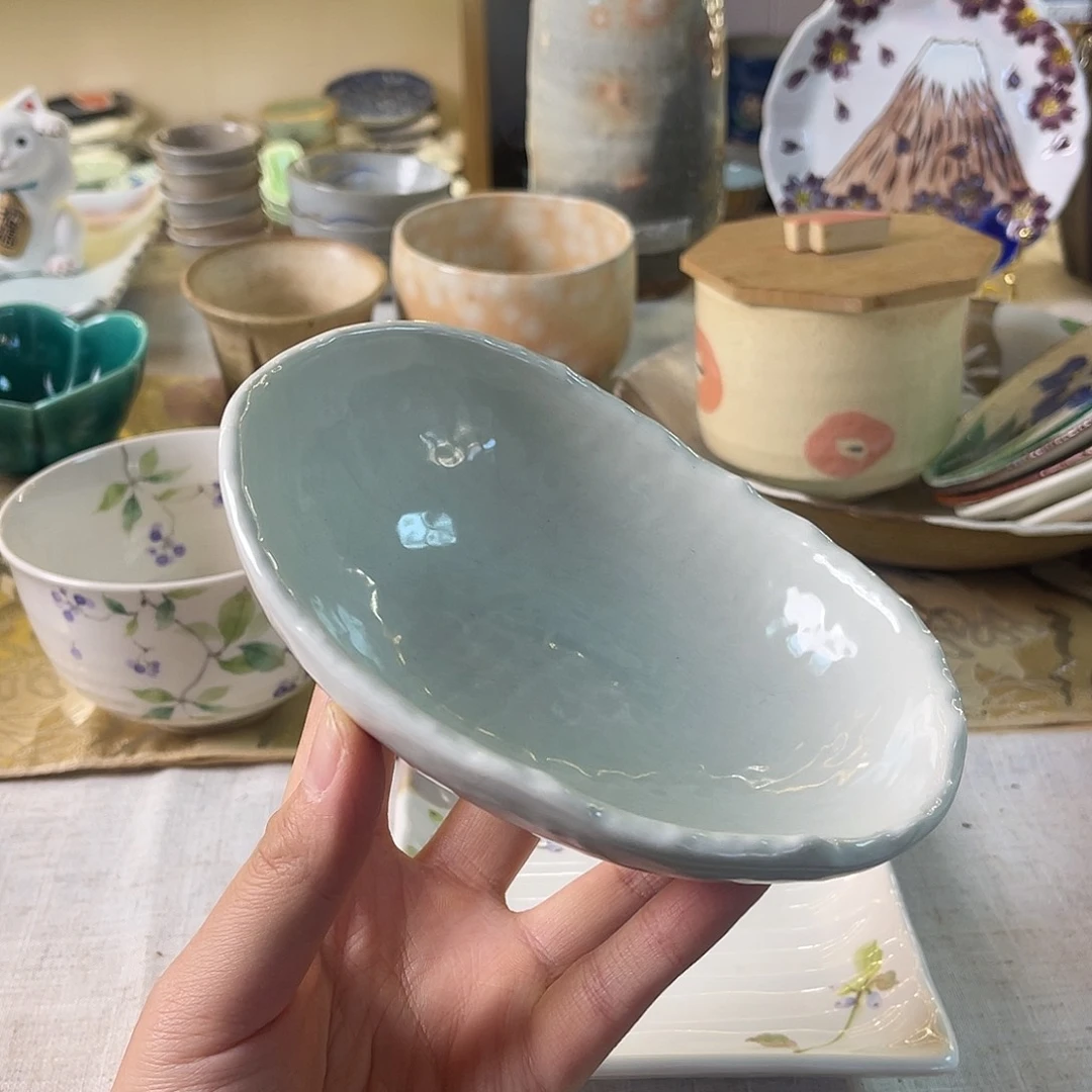 瓷片粗陶椭圆圆钵子38