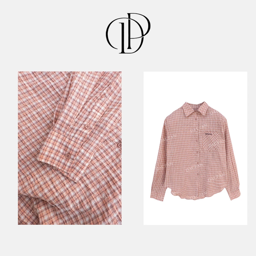DACPAN-“春日鸣奏”廓形格纹大版衬衫 垫肩可拆 2025/盼·PP 89623