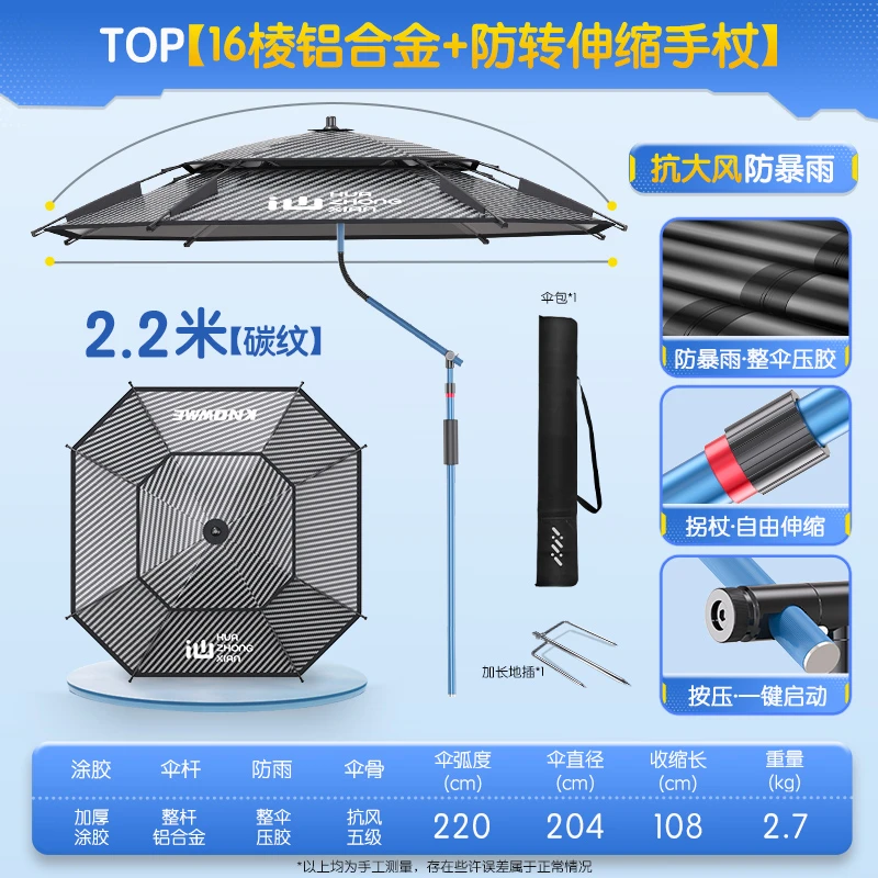 方形蓝棱拐杖条纹钓鱼伞钓箱大钓伞户外遮阳伞2025新款