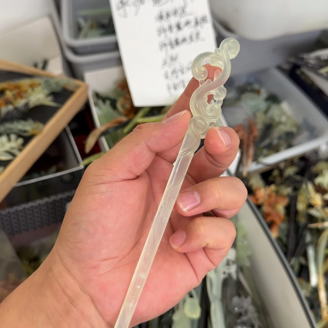 岫玉未镶嵌发饰明君玉簪就是好看