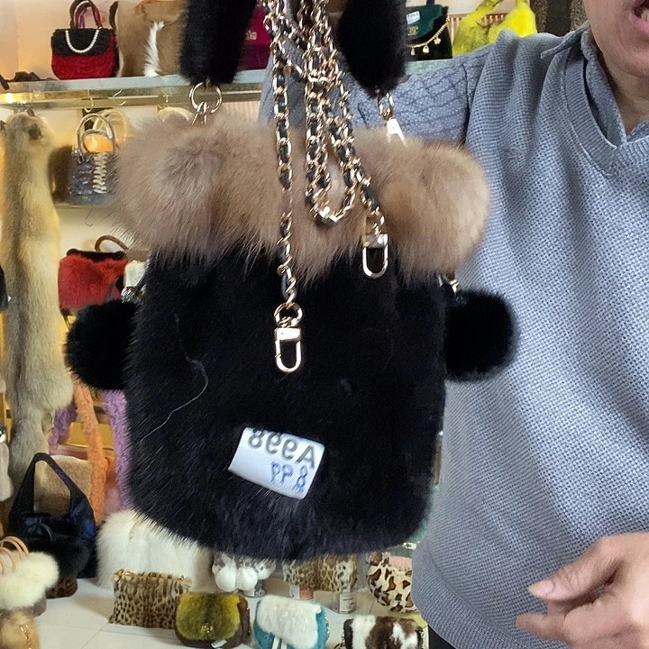 带子款钛合金娃叔皮草水貂紫貂毛福袋包