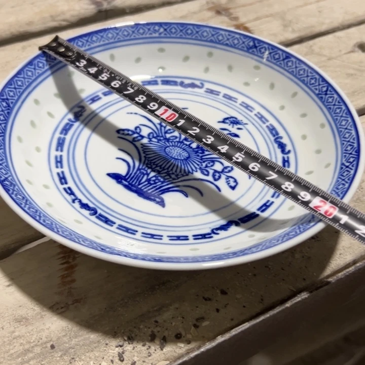 陶青花玲珑8寸兰花盘子