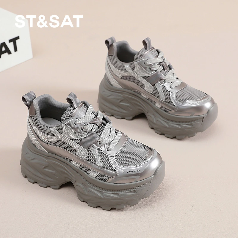 星期六小个子内增高8CM老爹鞋女2025秋季新款舒适不累脚休闲女鞋