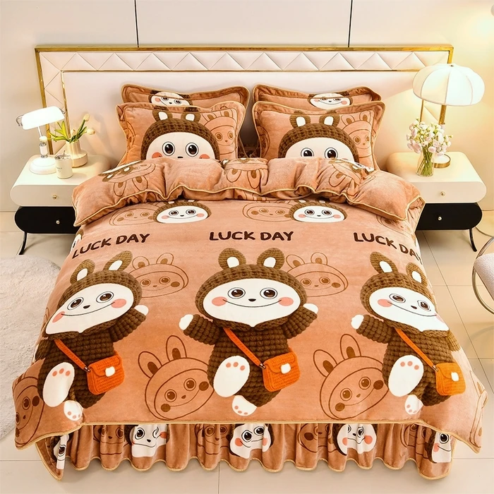 新款牛奶绒四件套冬季加厚保暖冬天双面绒床单被套加绒床上用品