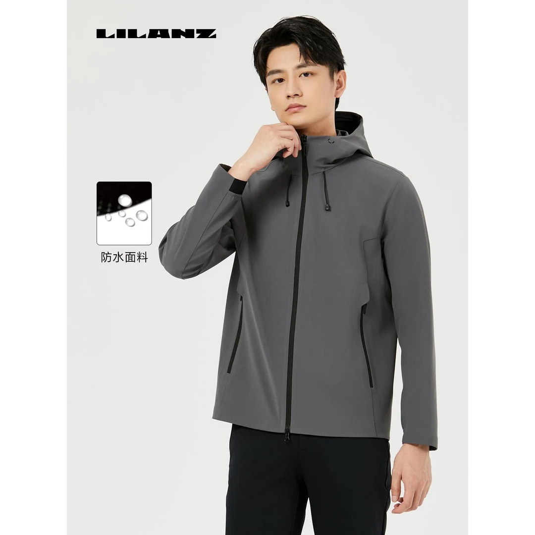 Lilanz/利郎男子新商务通勤连帽风衣中长款休闲透气 (24QFY301)