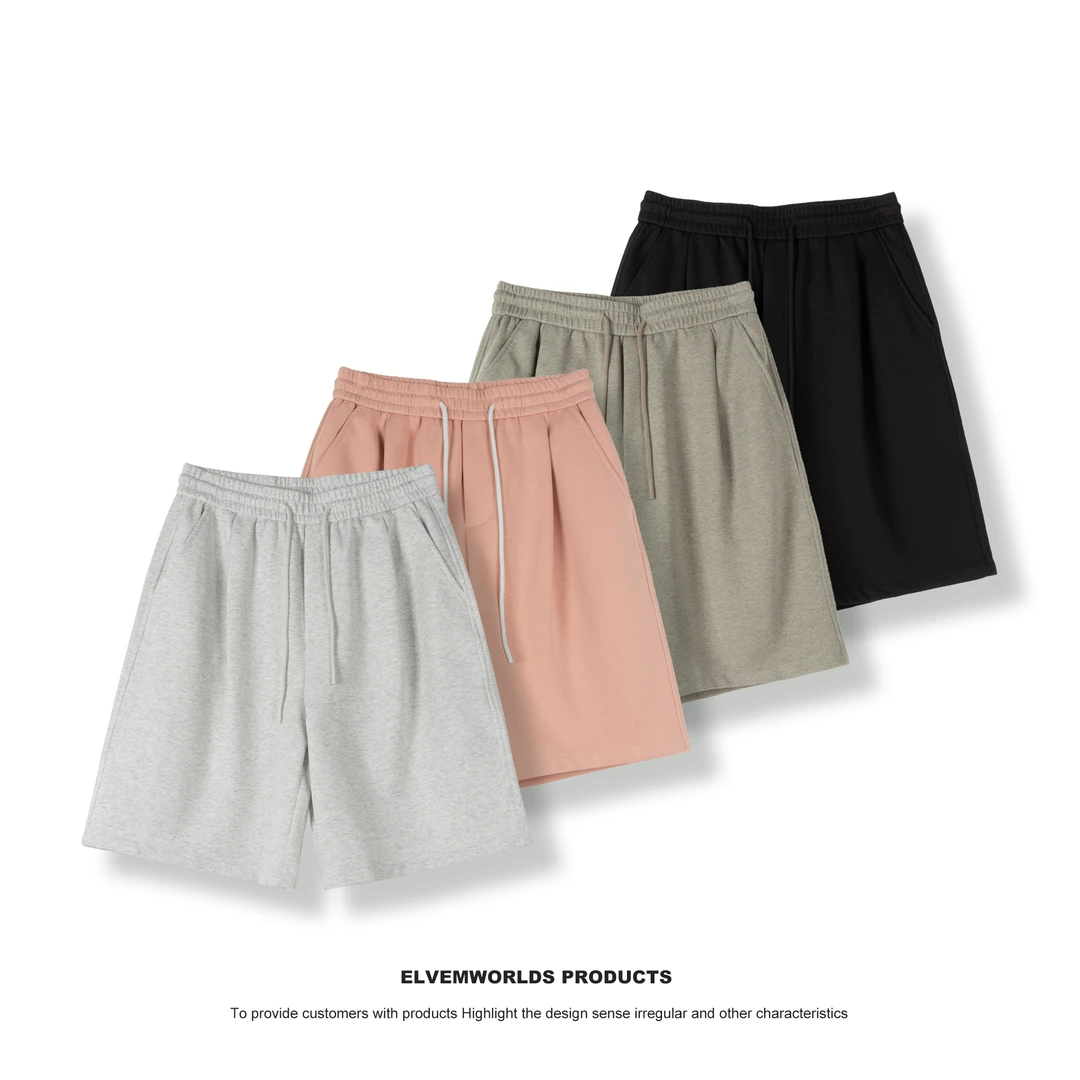 夏季新款美式潮牌纯色高克重短裤男宽松大码休闲五分裤运动短裤